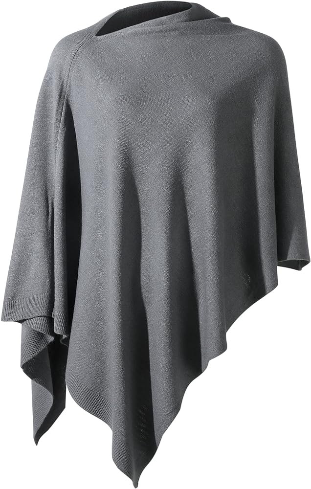 Fomolom Women Ponchos Sweater Versatile Lightweight Solid Knitted Shawl Wrap Scarf Cape Accessori... | Amazon (US)