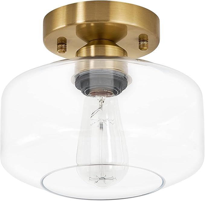 BISAMIYA Modern Gold Ceiling Light Fixture, Brass Finish Semi Flush Mount Ceiling Light with 8.66... | Amazon (US)