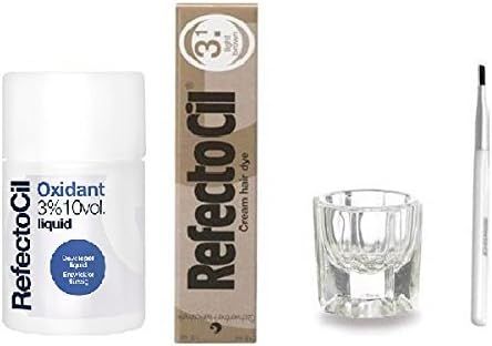 REFECTOCIL COLOR KIT- Light Brown Cream Hair Dye + Liquid Oxidant 3% 3.38 oz + Mixing Brush + Mix... | Amazon (US)