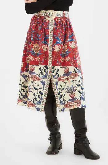 FARM Rio Winter Breeze Mixed Print Cotton Skirt in Winter Breeze Red at Nordstrom Rack, Size X-Small | Nordstrom Rack