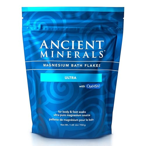 Ancient Minerals Magnesium Bath Flakes Ultra with OptiMSM – Pure Zechstein Magnesium Chloride and Organic Sulfur Bath Salts, Soothing Mineral Soak for Skin & Body, 1.65 lb | Amazon (US)