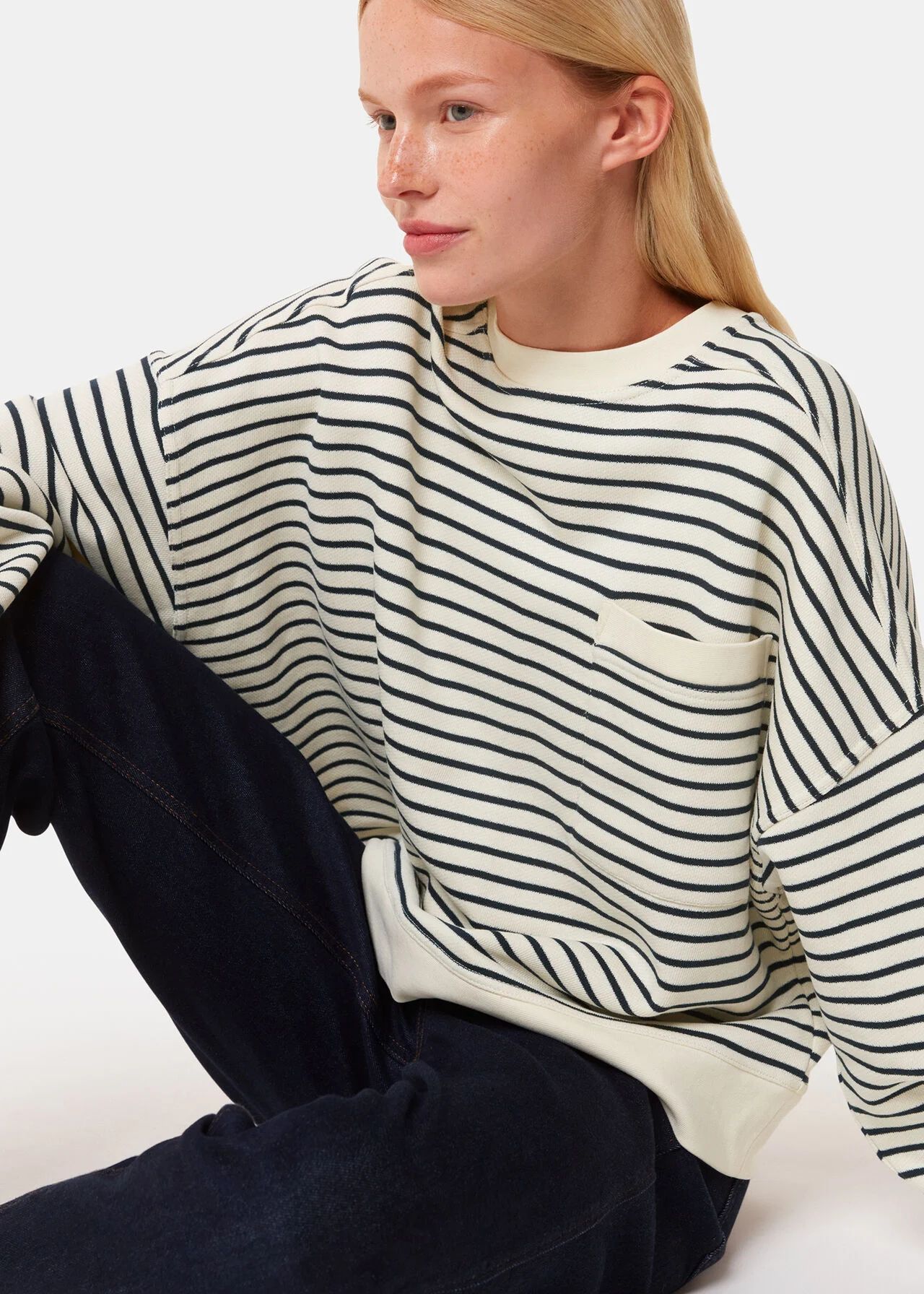 Ivory/Multi Stripe Sweat | WHISTLES | Whistles UK | | Whistles