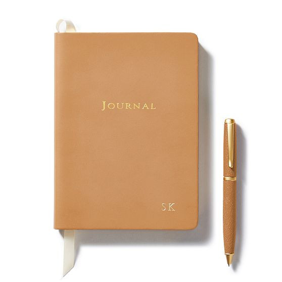 Leather journal gift set, tan, Mark and Graham