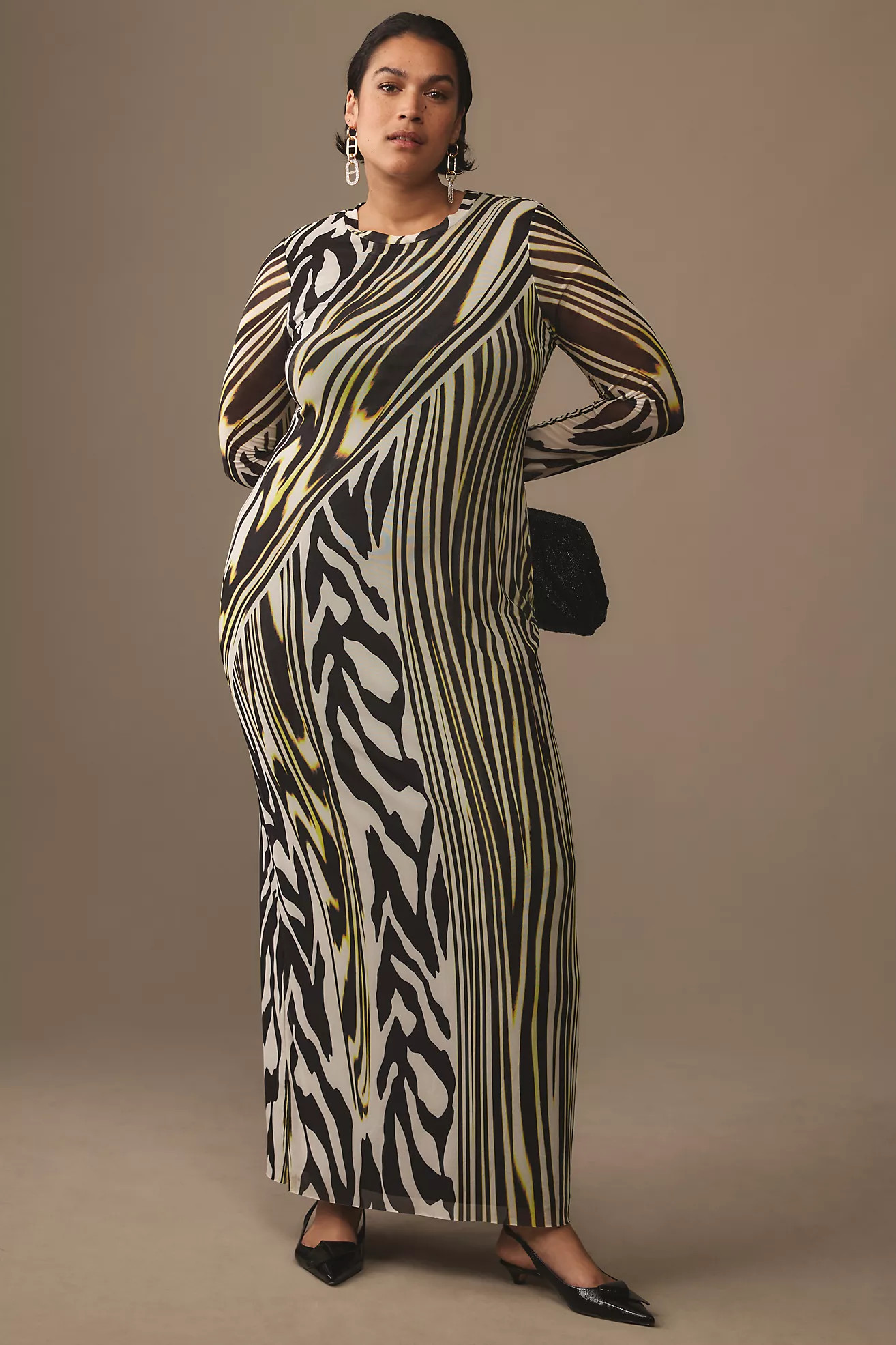 AFRM Didi Long-Sleeve Mesh Maxi Dress | Anthropologie (US)