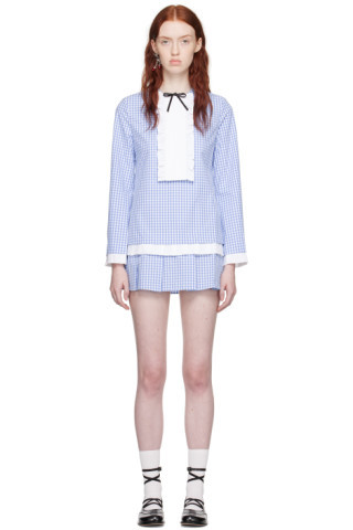 Blue Gingham Minidress | SSENSE