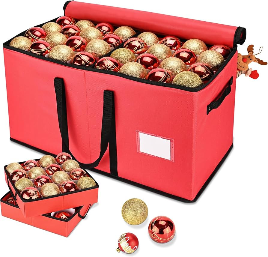 Christmas Ornament Storage Box, Ornament Storage Organizer Fits 128 of 3 inch Ornament Balls, 8 R... | Amazon (US)