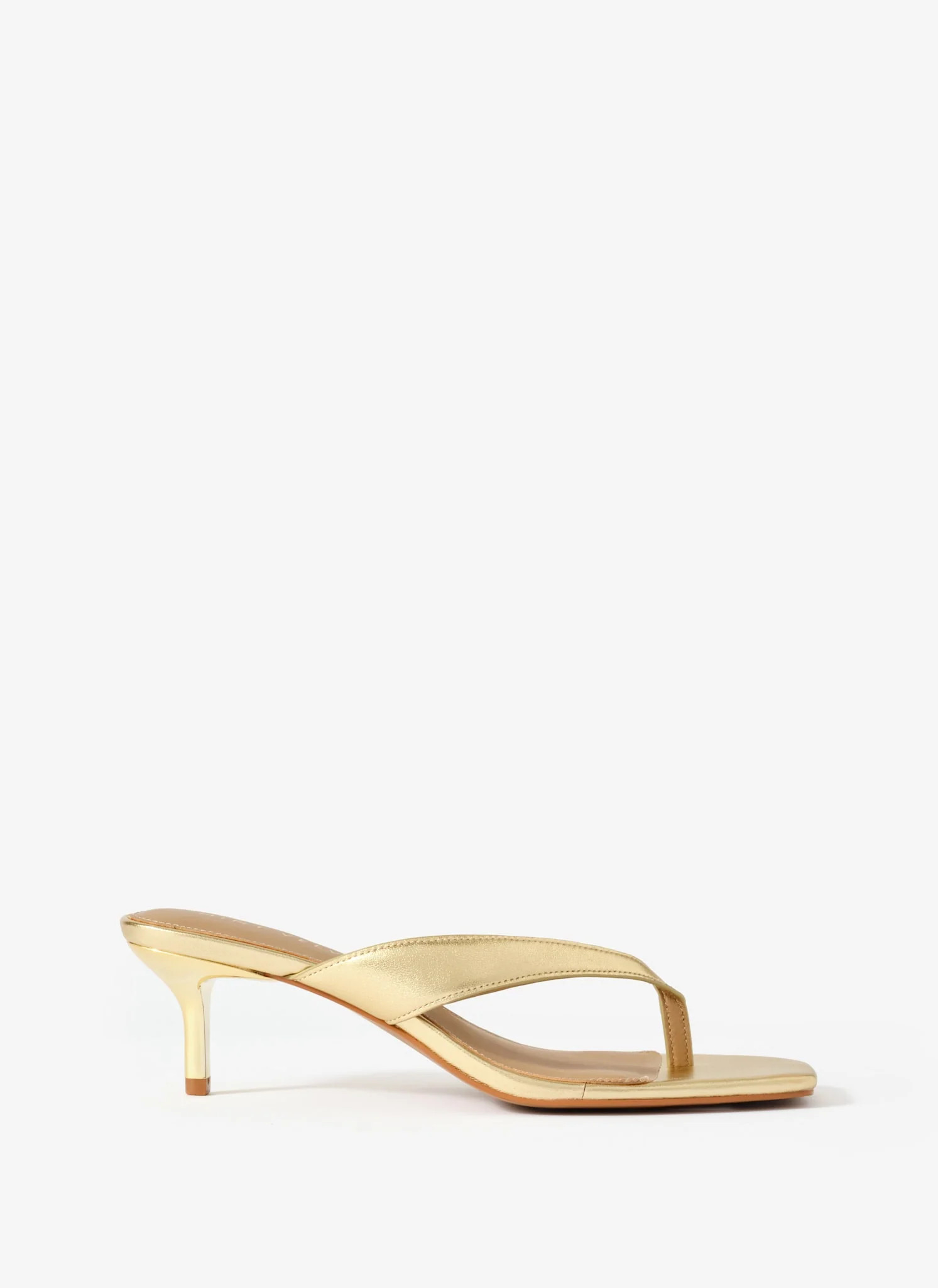 Betty Gold Leather Flip Flop Heels | Mint Velvet