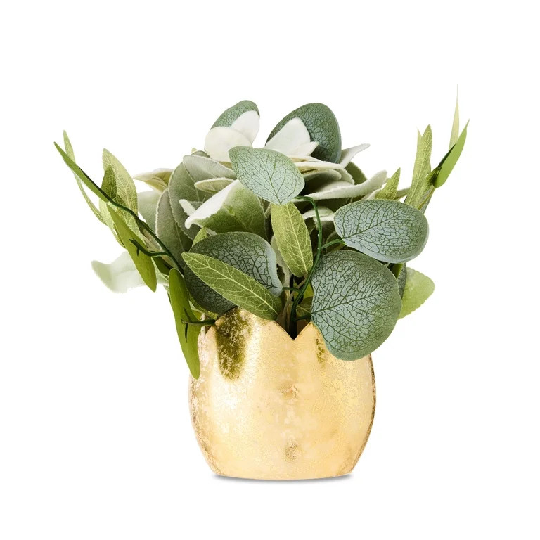 Easter Artificial Plant in Gold Foil Egg Pot, by Way To Celebrate | Walmart (US)