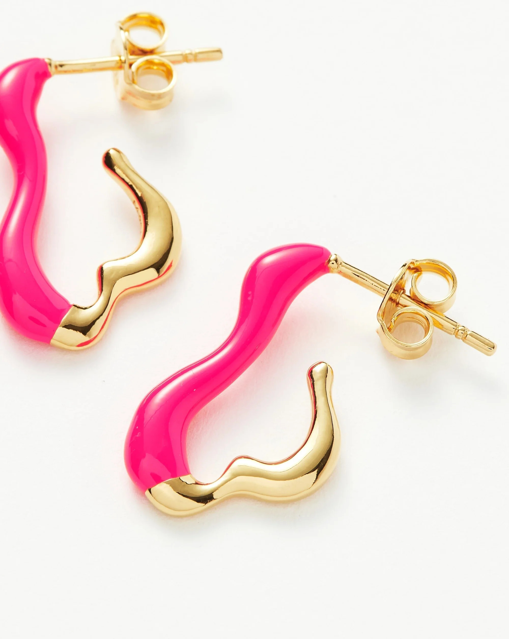 Squiggle Curve Two Tone Enamel Small Hoop Earrings | Missoma