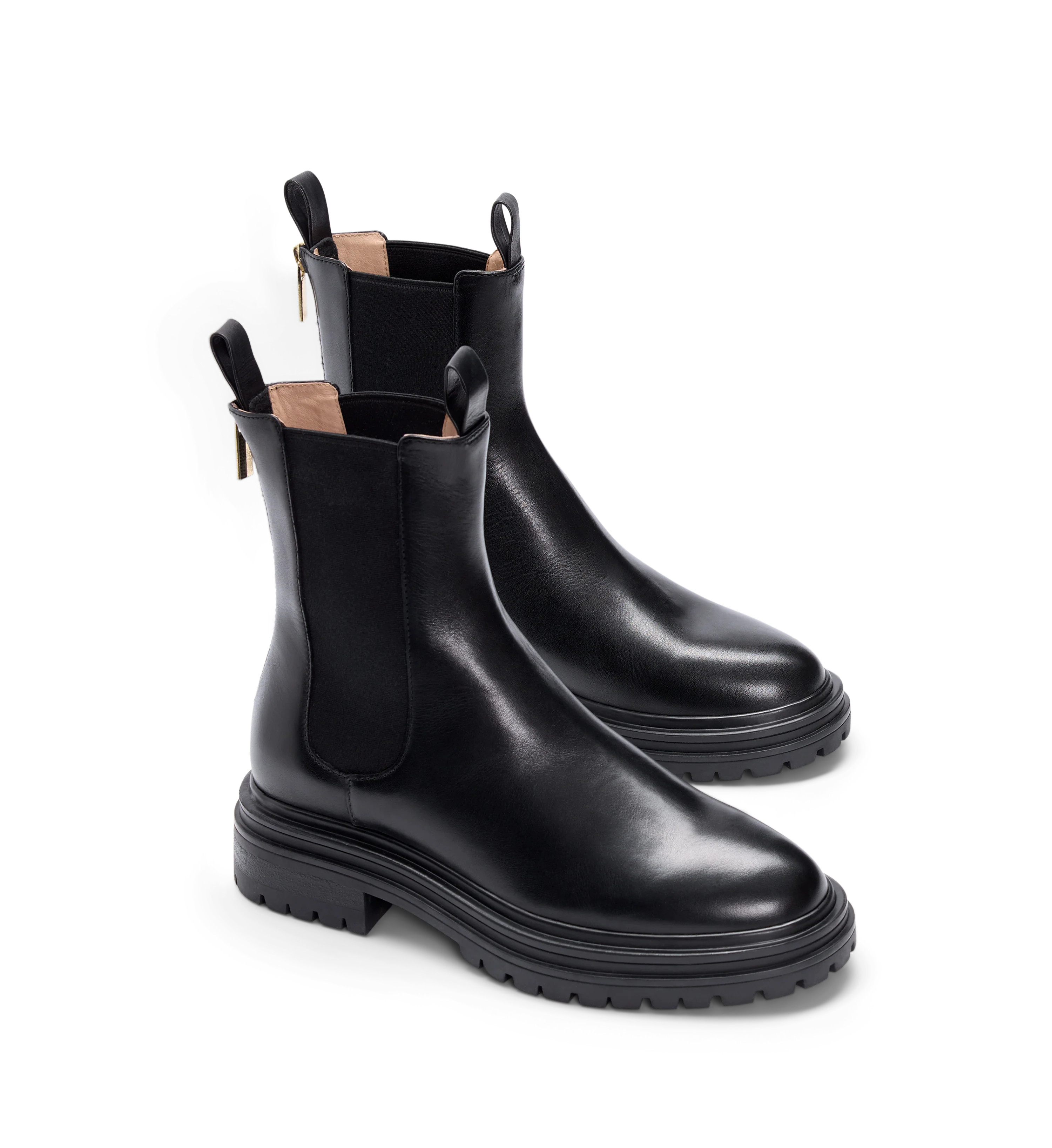 Peltops Black Leather Flat Boots | Chunky Chelsea Boot | Bared | Bared Footwear | Bared Footwear