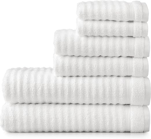 MARTHA STEWART 100% Cotton Bath Towels Set Of 6 Piece, 2 Bath Towels, 2 Hand Towels, 2 Washcloths... | Amazon (US)