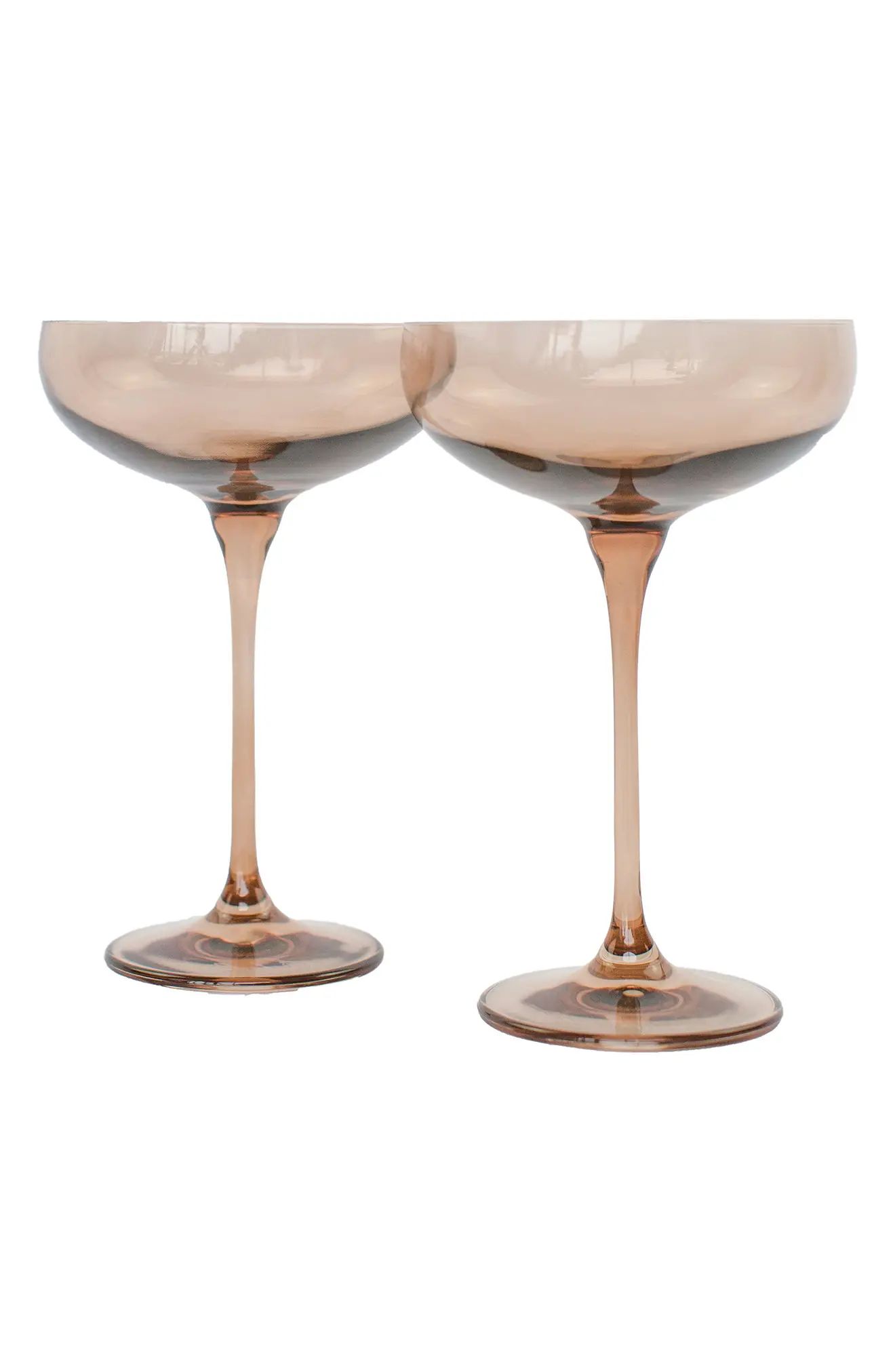 Estelle Colored Glass Set of 2 Stem Coupes in Amber Smoke at Nordstrom | Nordstrom