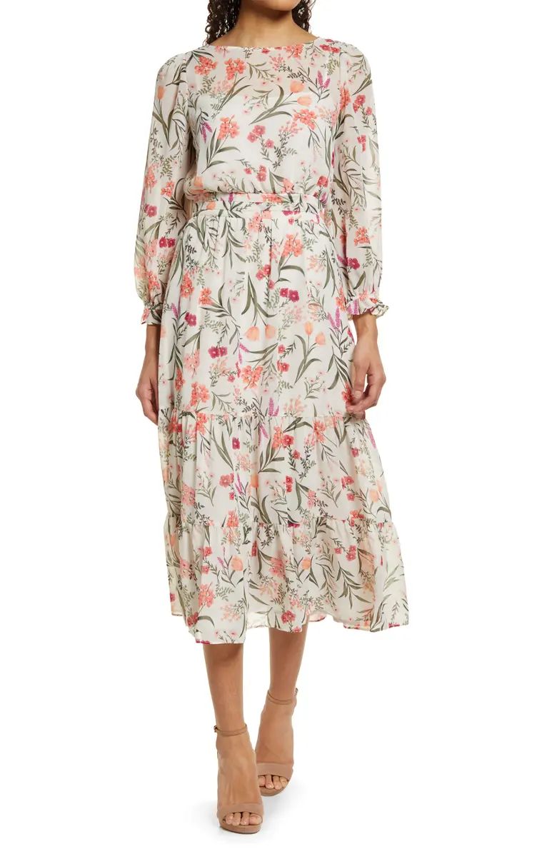 Eliza J Floral Long Sleeve Midi Dress | Nordstrom | Nordstrom