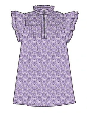 Smocked Short Dress Purple Swirl | Never A Wallflower