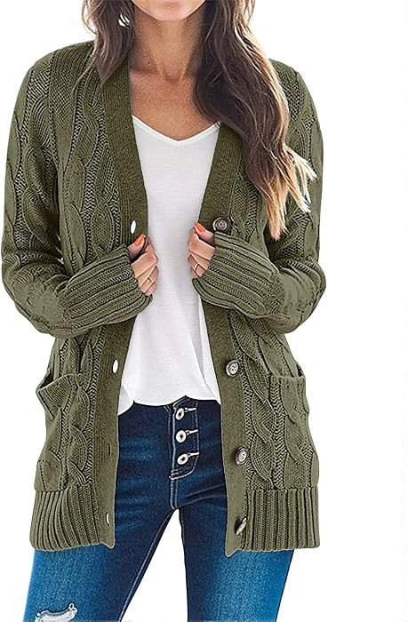 MEROKEETY Womens Fall 2026 Long Sleeve Cable Knit Cardigan Sweaters | Amazon (US)