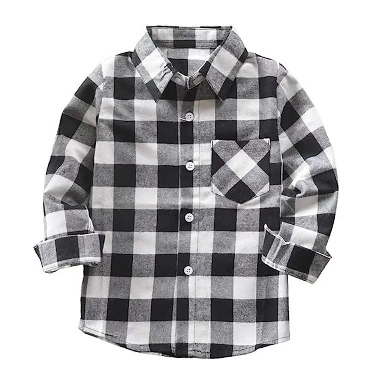 Younger Tree Kids Little Boys Girls Baby Long Sleeve Button Down Plaid Flannel Shirt Top Clothes ... | Walmart (US)
