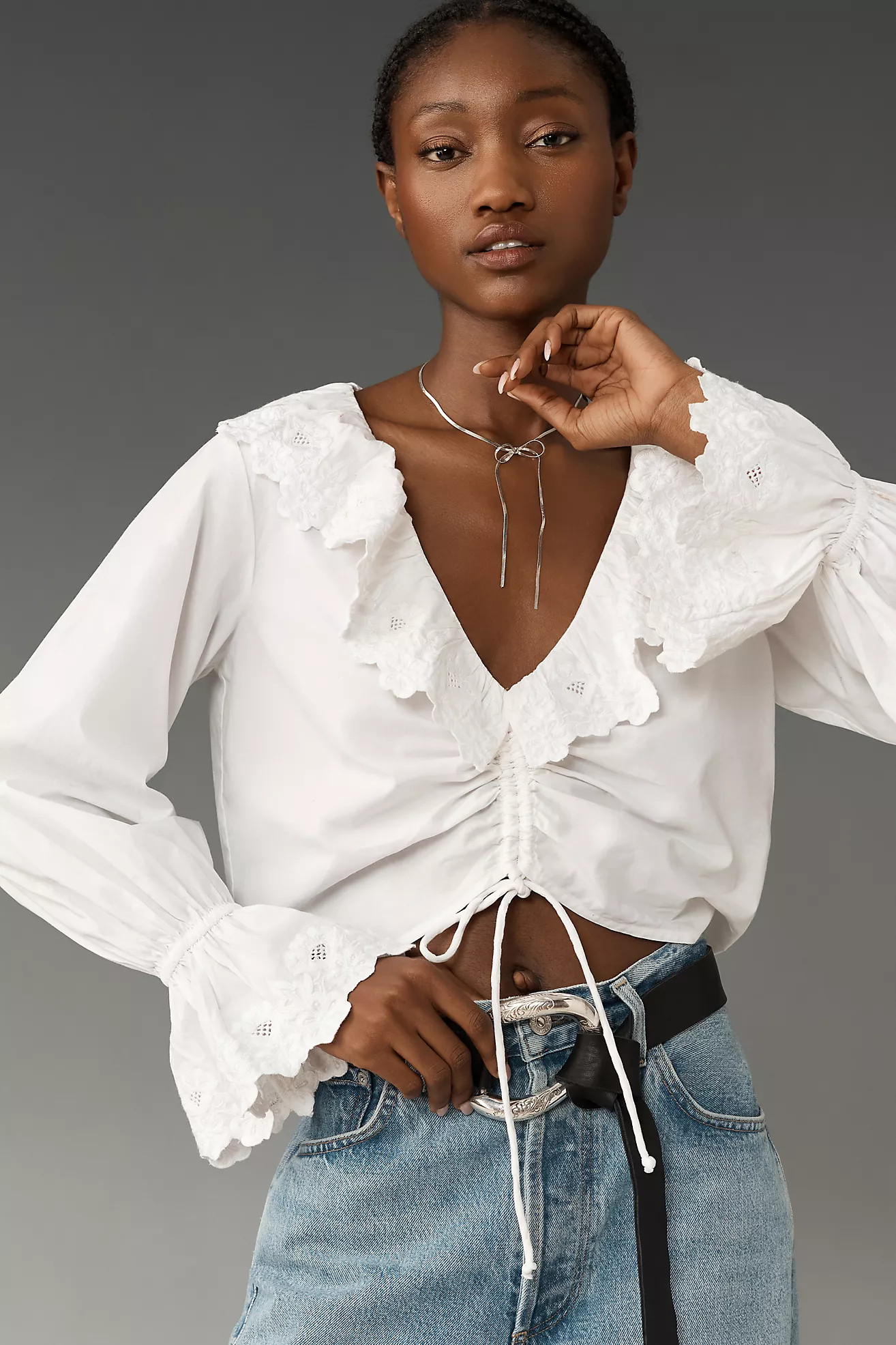 Maeve Cutwork Lace Collared Blouse | Anthropologie (US)
