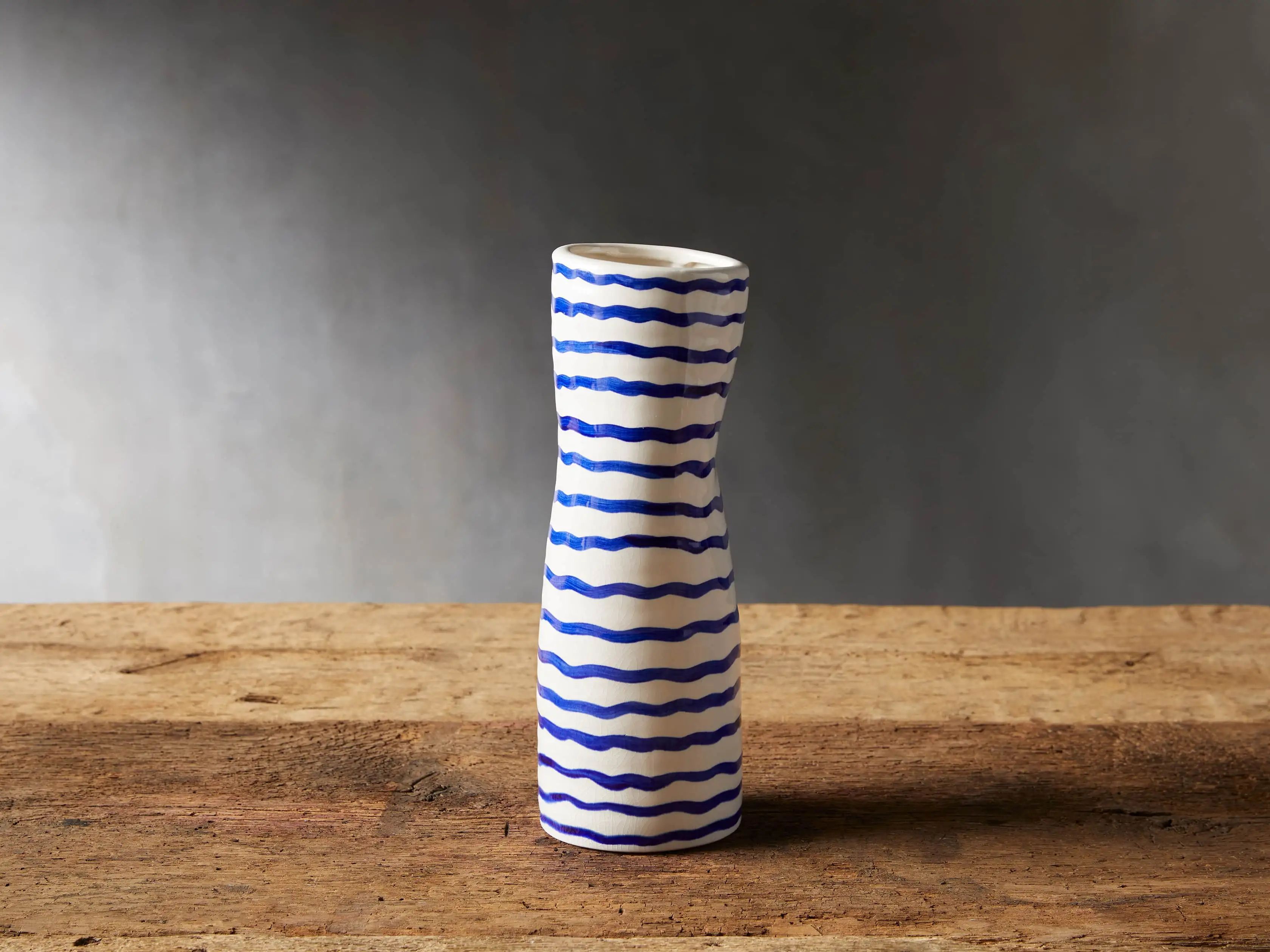 Blue and White Stripe Vase | Arhaus