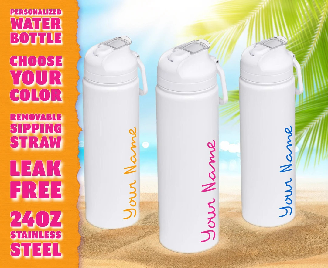 Personalized Water Bottle Bachelorette Party, Beach Island Theme, Leak Free With Straw, Gift Part... | Etsy (US)