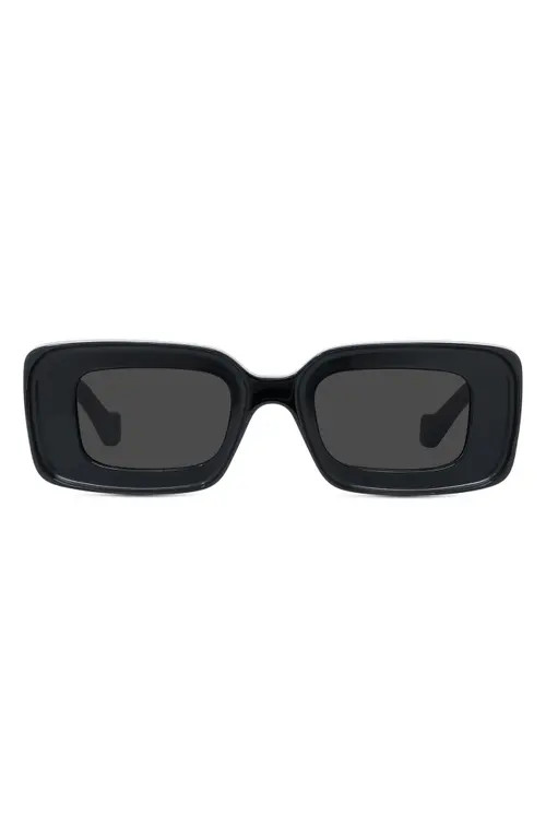 Loewe Chunky Anagram 46mm Rectangular Sunglasses in Shiny Black /Smoke at Nordstrom | Nordstrom