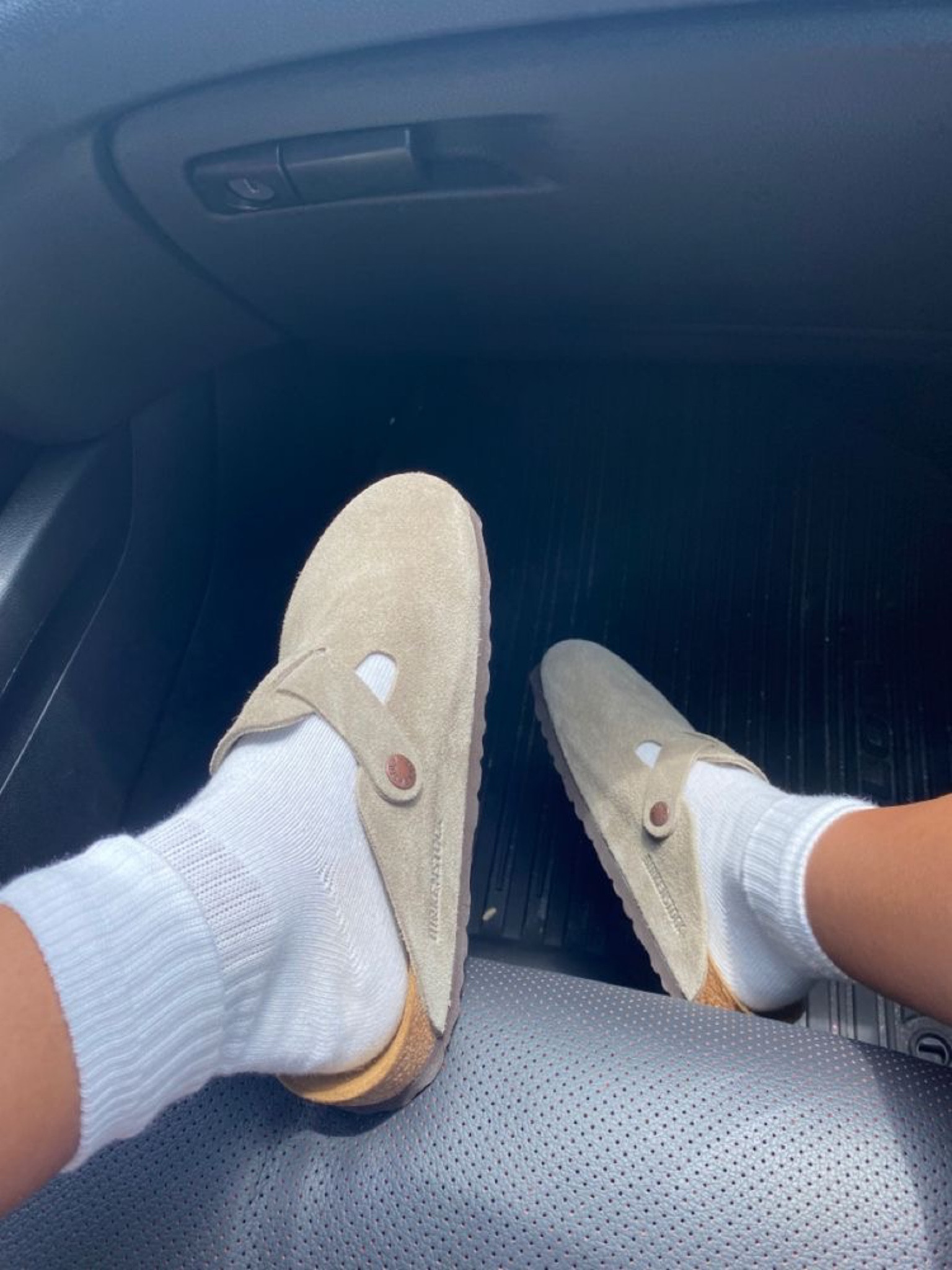 Wearing a size 9 . Goes with pretty much any outfit (casual or fancy) 
more info about the shoe: 
Birkenstock's classic cork footbed supports the arches of the foot and cradles the heel for all day comfort. Lined with genuine shearling.

#LTKstyletip #LTKFind #LTKshoecrush