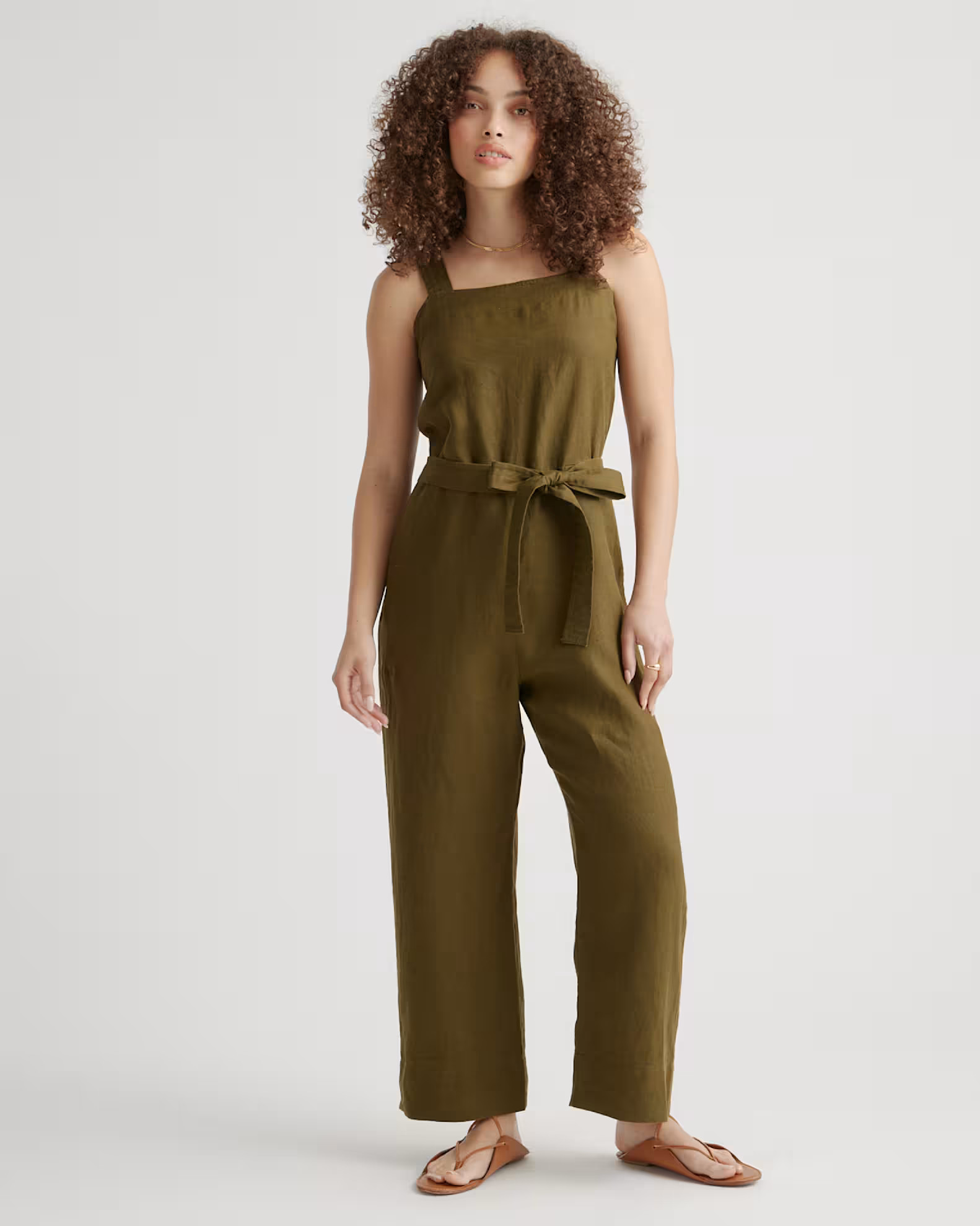 100% European Linen Square Neck Jumpsuit | Quince