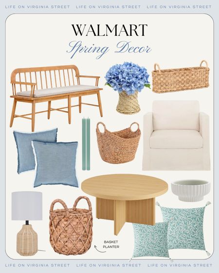 Loving these cute new spring decor finds from Walmart! Includes a chic wood bench, blue hydrangeas, blue throw pillows, my favorite fluted candle tapers, a rattan lamp, our slipcovered swivel chair, round coffee table, fluted planter, woven baskets, and more! They’re all the perfect way to refresh your home for spring!
.
#ltkhome #ltkfindsunder50 #ltkfindsunder100 #ltkstyletip #ltkseasonal coastal decorating ideas, blue and white decor, grandmillennial decor, coastal grand style, budget friendly decor

#LTKSeasonal #LTKfindsunder50 #LTKhome