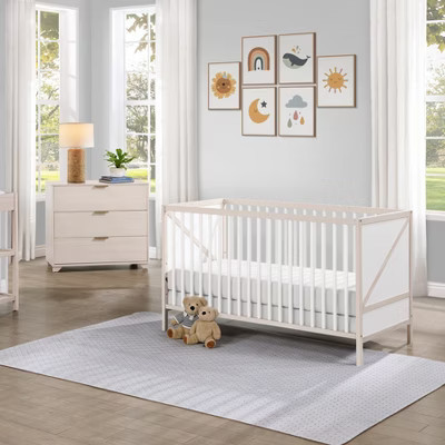 YOOCOZZ Baby Crib Pixie Zen 3-in-1 Convertible Crib - Washed Natural/White | Target