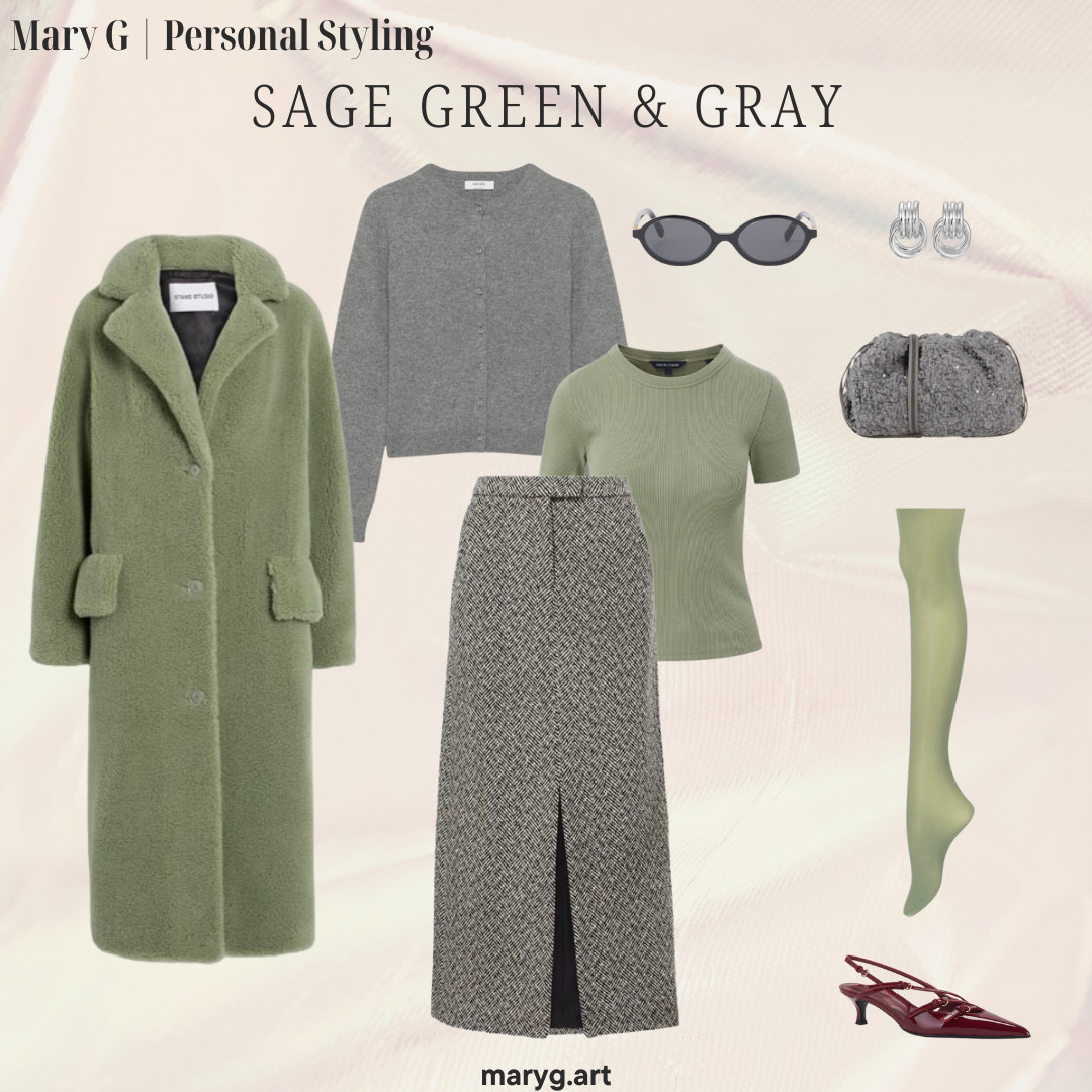Sage Green & Gray Winter Outfit 

 #LTKParties #LTKStyleTip #LTKShoeCrush