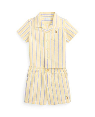 Baby Boys' Striped Cotton Oxford Shirt and Shorts, 2-Piece Set | Macy's