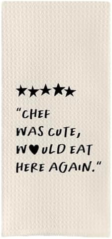 DOTAIN Funny Kitchen Towel, Chef Would Eat Here Again Waffle Weave Dish Towel Cloth Decor, Kitche... | Amazon (US)
