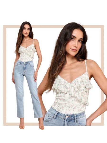 Floral ruffled spring summer bodysuit 

#LTKfindsunder100 #LTKfindsunder50 #LTKstyletip