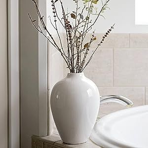 Willowy 10 Inch Porcelain Vase - White Ceramic Vase, White Vases for Decor, Decorative Vase, Cera... | Amazon (US)