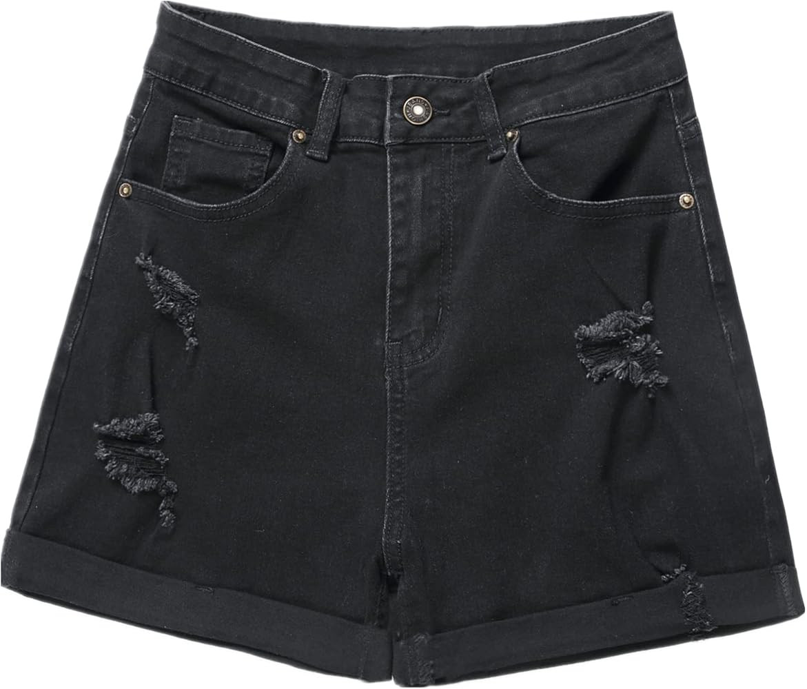 GUNLIRE Women's High Rise Denim Shorts Summer Ripped Distressed Button Down Frayed Fashion Washed... | Amazon (US)