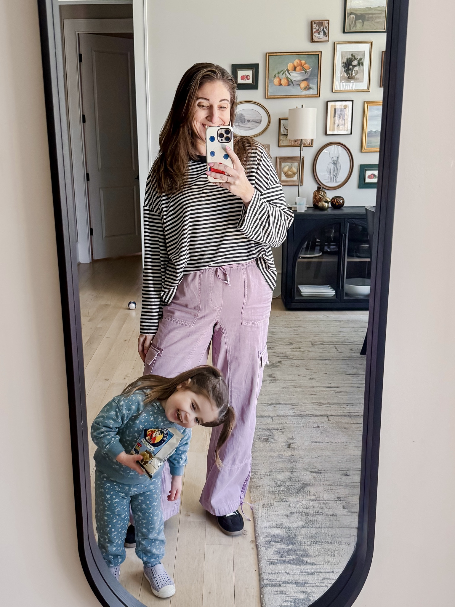 What CC girl and I wore on a rainy day out! We grabbed breakfast and then went to her 30 month well visit 
Top M / Pants M / Sneakers tts 

#LTKMidsize #LTKootd
