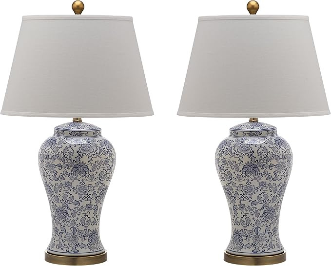 SAFAVIEH Lighting Collection – Spring Blossom Set of 2 Blue & White Floral Chinoiserie Table La... | Amazon (US)