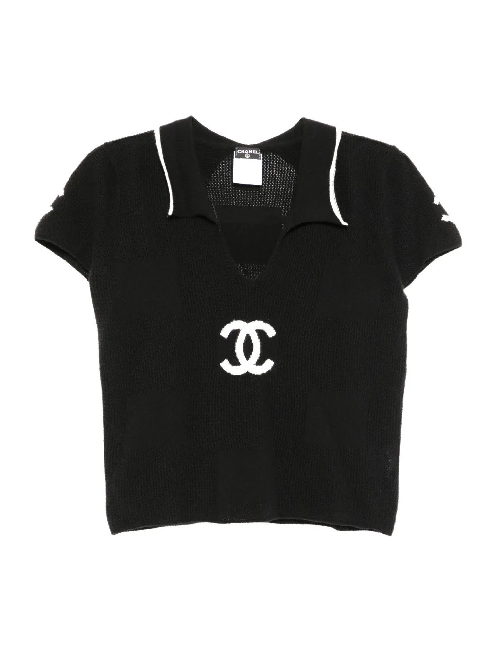 CHANEL Pre-Owned 2001 short-sleeved polo top - Black | Farfetch Global