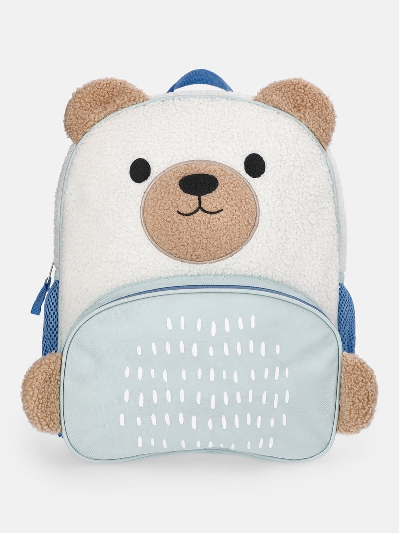 Wonder Nation Toddlers' 13.5" Cozy Teddy Bear Backpack, Minted Green | Walmart (US)
