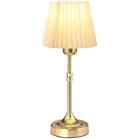 Cordless Metal Desk Lamp, Fabric Shade Desk Lamp, Touch Sensor Control LED Table Lamp,3 Color Ste... | Amazon (US)