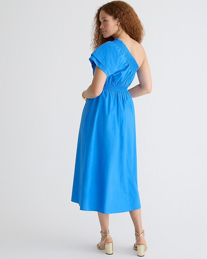 Smocked one-shoulder dress in cotton poplin | J. Crew US