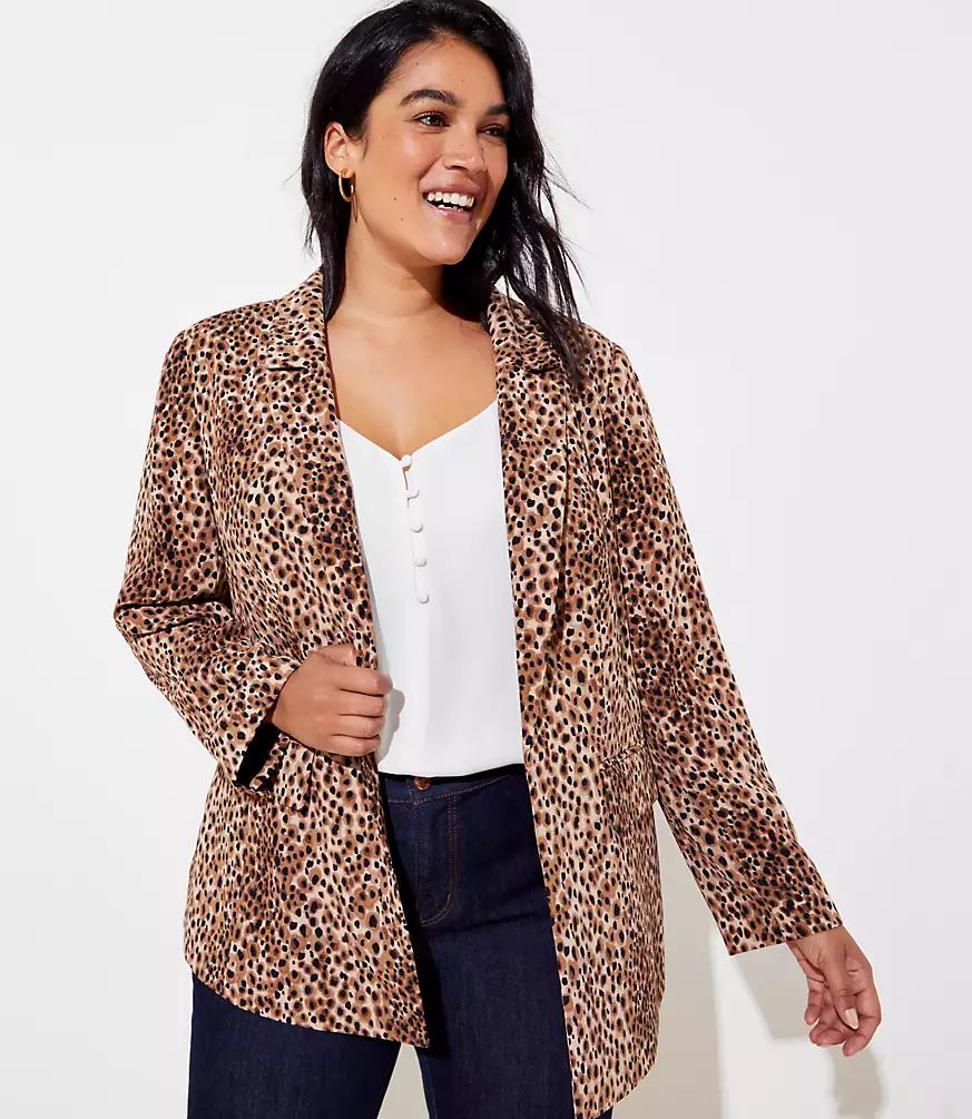 LOFT Plus Leopard Print Open Blazer | LOFT