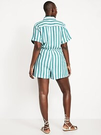 Crinkle Gauze Button-Down Romper | Old Navy (US)