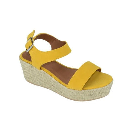 City Classified Women Wedge Sandals Open Toe Ankle Strap Flatform Espadrilles Platform LUTHOR-S Yell | Walmart (US)
