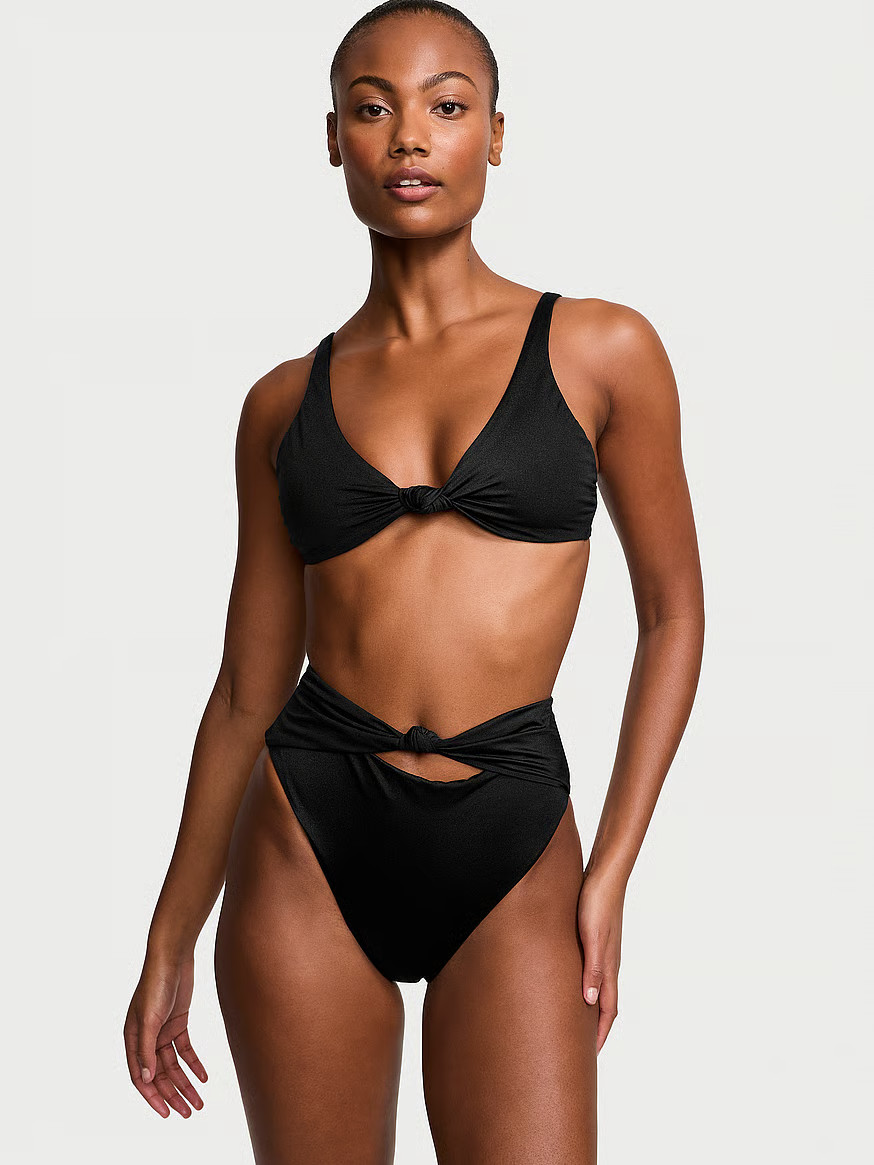 Buy Knotted High-Waist Cheeky Bikini Bottom, Black - Order Bikini Bottom online - Victoria's Secr... | Victoria's Secret (US / CA )