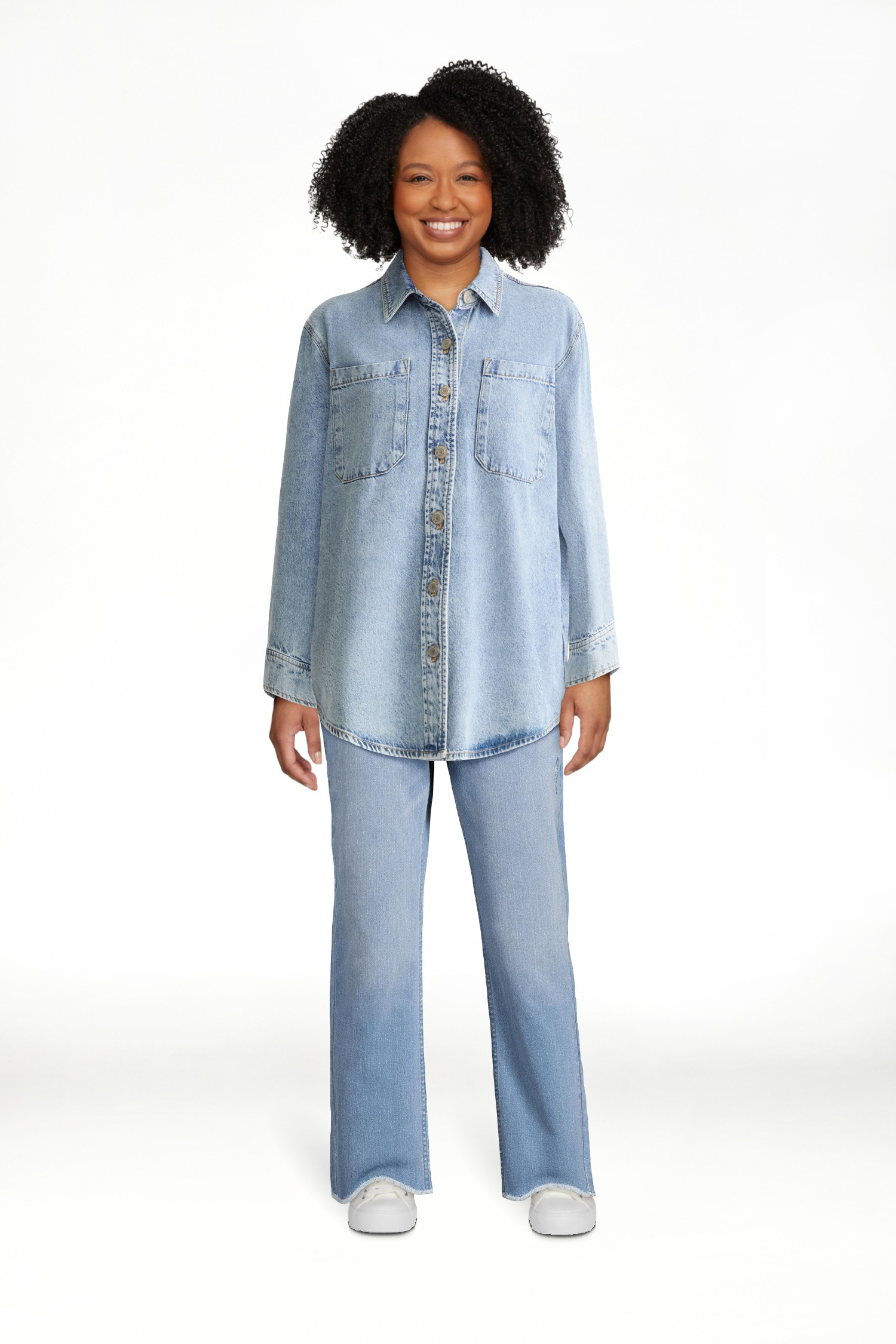 Time and Tru Women's Denim Overshirt with Long Sleeves, Sizes XS-XXXL | Walmart (US)