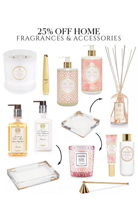My absolute favorite home frangrances are 25% off right now! Beautiful candles, diffusers and accessories 💗 spring refresh spring decor , pink candle, spring candles, acrylic tray, lucite dish gold lighter bathroom accessories hand soap set kitchen sink styling 

#LTKsalealert #LTKhome #LTKunder50