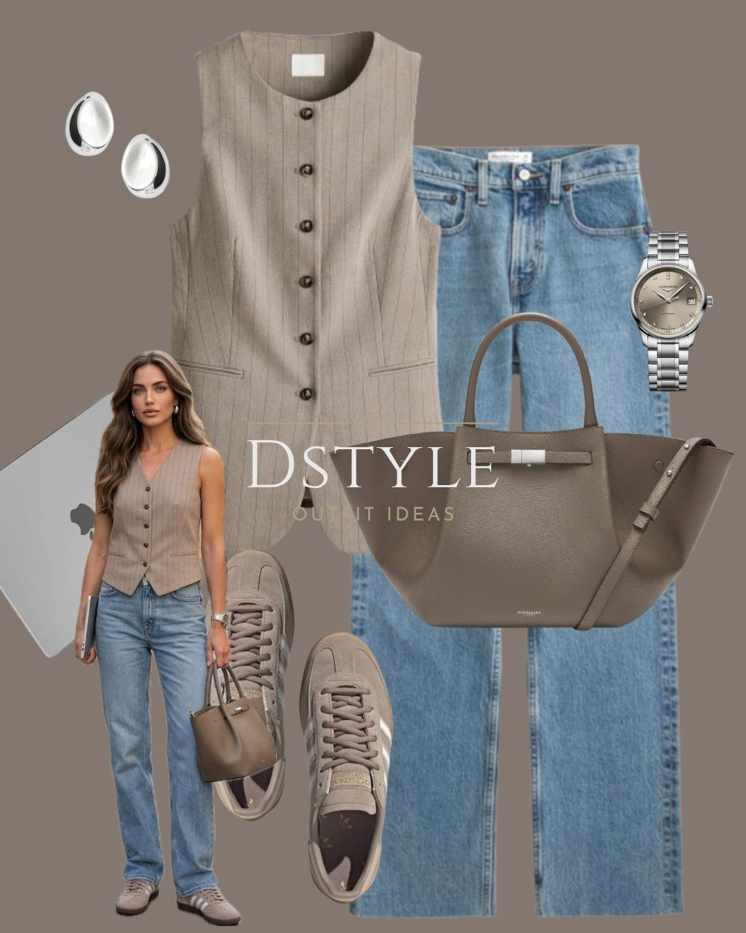 The ultimate office-to-errands uniform. 💻✨ I’m obsessed with how this pinstripe tailored vest looks paired with relaxed denim. It’s professional but makes it fashion. Swapping heels for these neutral sneakers to keep it effortless for a busy day! 

 

#LTKootd #LTKWorkwear
