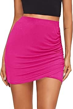 Verdusa Women's Elegant Ruched High Waist Bodycon Wrap Mini Skirt | Amazon (US)