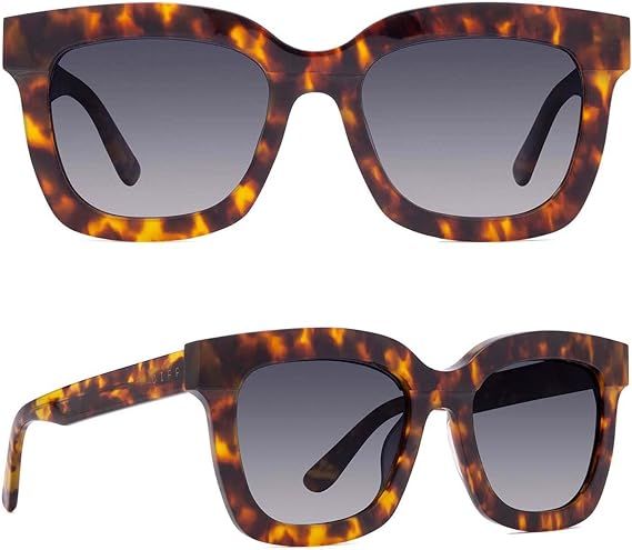 DIFF Carson Designer Square Oversized Sunglasses for Women 100% UVA/UVB Polarized, Tortoise trend... | Amazon (US)