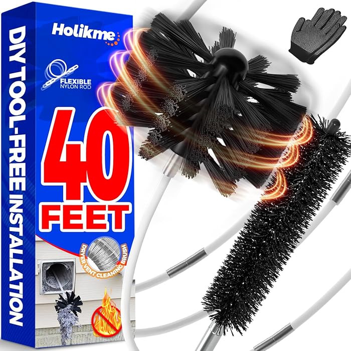 Holikme 40 Feet Dryer Vent Cleaner Kit, Flexible Lint Brush with Drill Attachment, Extends Up to ... | Amazon (US)